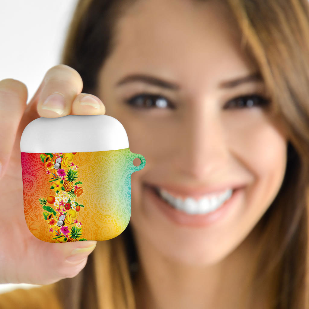 Hawaiian Tropical Fruits and Plants AirPods Case Kakau Pattern Summer Vibe LT03 - Polynesian Pride