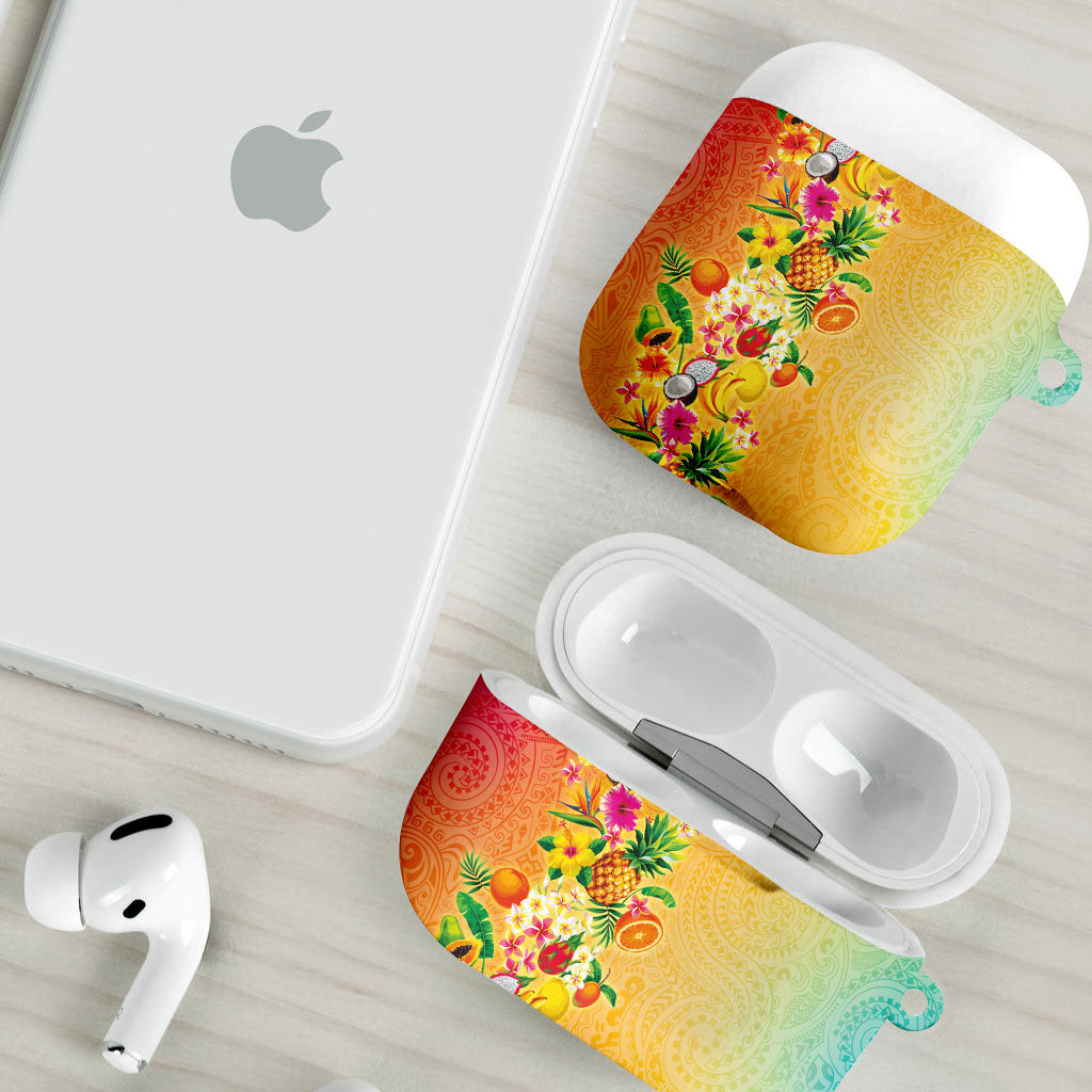 Hawaiian Tropical Fruits and Plants AirPods Case Kakau Pattern Summer Vibe LT03 - Polynesian Pride
