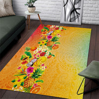 Hawaiian Tropical Fruits and Plants Area Rug Kakau Pattern Summer Vibe LT03 Multicolor - Polynesian Pride