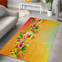 Hawaiian Tropical Fruits and Plants Area Rug Kakau Pattern Summer Vibe LT03 - Polynesian Pride