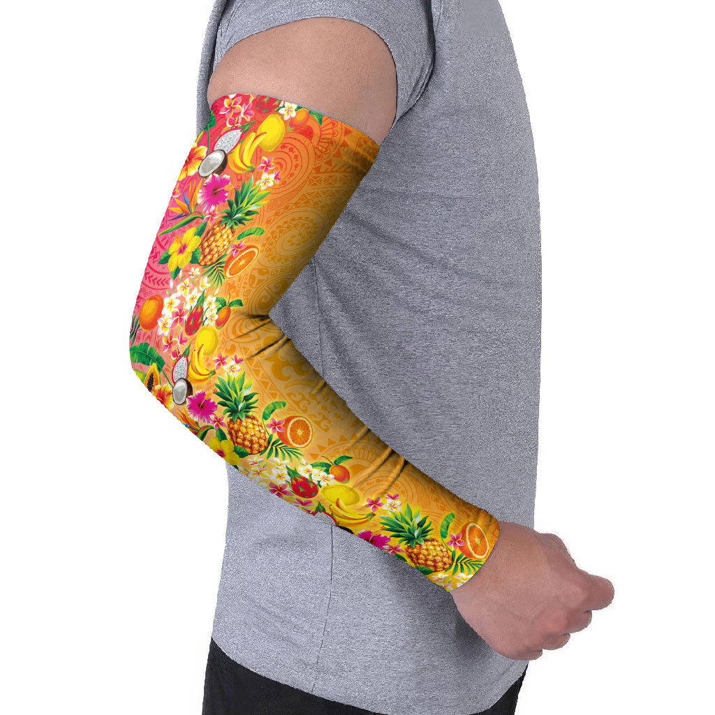 Hawaiian Tropical Fruits and Plants Arm Sleeves Kakau Pattern Summer Vibe LT03 - Polynesian Pride