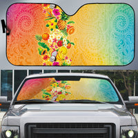 Hawaiian Tropical Fruits and Plants Auto Sun Shade Kakau Pattern Summer Vibe LT03 Multicolor - Polynesian Pride