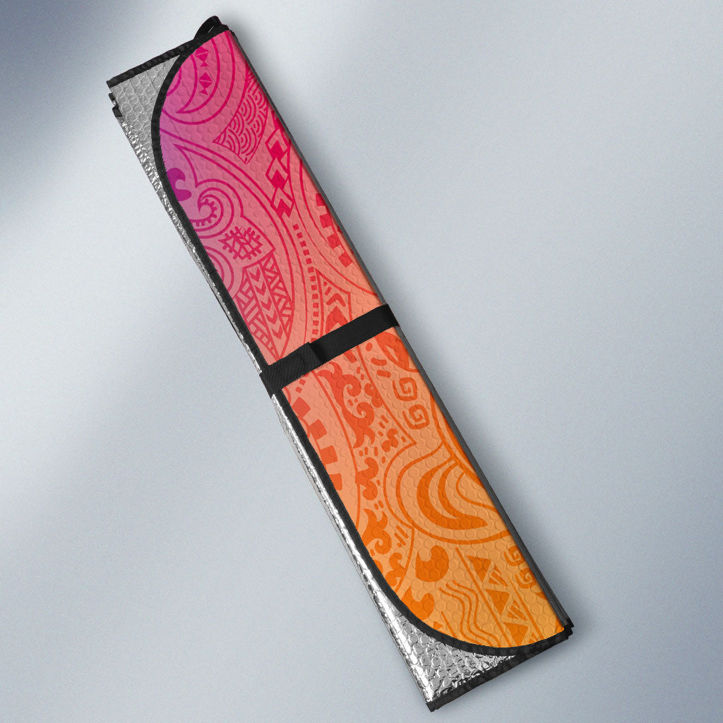 Hawaiian Tropical Fruits and Plants Auto Sun Shade Kakau Pattern Summer Vibe LT03 - Polynesian Pride