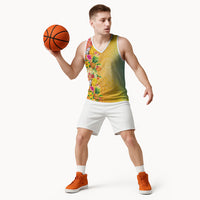 Hawaiian Tropical Fruits and Plants Basketball Jersey Kakau Pattern Summer Vibe LT03 - Polynesian Pride