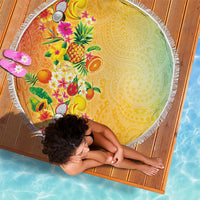Hawaiian Tropical Fruits and Plants Beach Blanket Kakau Pattern Summer Vibe LT03 - Polynesian Pride