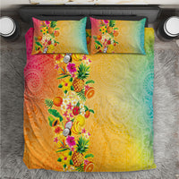 Hawaiian Tropical Fruits and Plants Bedding Set Kakau Pattern Summer Vibe LT03 Multicolor - Polynesian Pride
