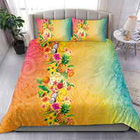 Hawaiian Tropical Fruits and Plants Bedding Set Kakau Pattern Summer Vibe LT03 - Polynesian Pride