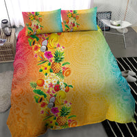 Hawaiian Tropical Fruits and Plants Bedding Set Kakau Pattern Summer Vibe LT03 - Polynesian Pride