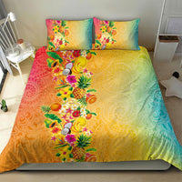 Hawaiian Tropical Fruits and Plants Bedding Set Kakau Pattern Summer Vibe LT03 - Polynesian Pride