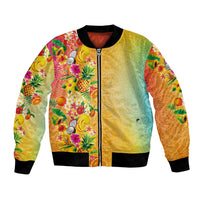 Hawaiian Tropical Fruits and Plants Bomber Jacket Kakau Pattern Summer Vibe LT03 Unisex Multicolor - Polynesian Pride