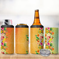 Hawaiian Tropical Fruits and Plants 4 in 1 Can Cooler Tumbler Kakau Pattern Summer Vibe LT03 - Polynesian Pride