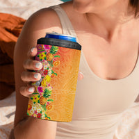 Hawaiian Tropical Fruits and Plants 4 in 1 Can Cooler Tumbler Kakau Pattern Summer Vibe LT03 - Polynesian Pride