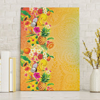 Hawaiian Tropical Fruits and Plants Canvas Wall Art Kakau Pattern Summer Vibe LT03 Without Frame Multicolor - Polynesian Pride