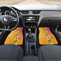 Hawaiian Tropical Fruits and Plants Car Mats Kakau Pattern Summer Vibe LT03 Set 2pcs - Front Multicolor - Polynesian Pride