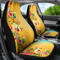 Hawaiian Tropical Fruits and Plants Car Seat Cover Kakau Pattern Summer Vibe LT03 - Polynesian Pride