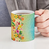 Hawaiian Tropical Fruits and Plants Ceramic Mug Kakau Pattern Summer Vibe LT03 - Polynesian Pride