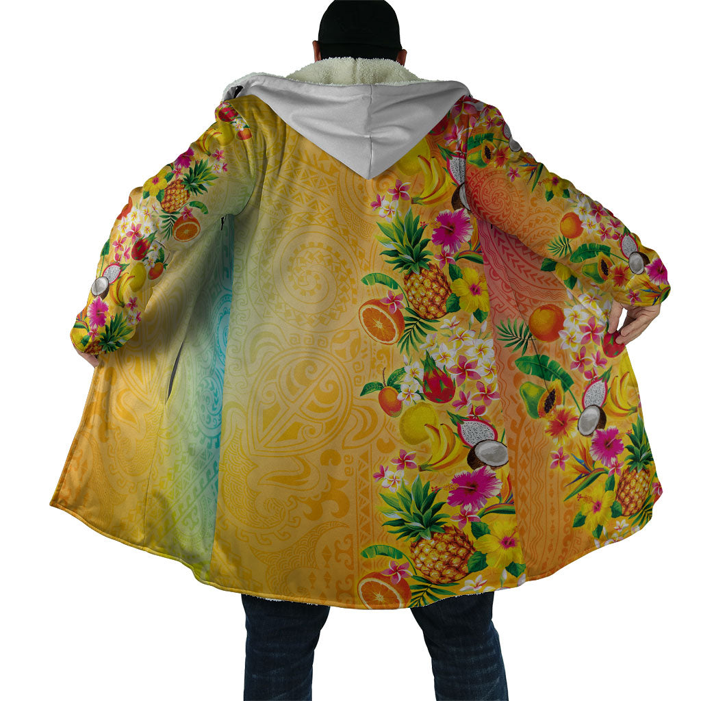 Hawaiian Tropical Fruits and Plants Cloak Kakau Pattern Summer Vibe LT03 - Polynesian Pride