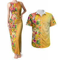 Hawaiian Tropical Fruits and Plants Couples Matching Tank Maxi Dress and Hawaiian Shirt Kakau Pattern Summer Vibe LT03 Multicolor - Polynesian Pride