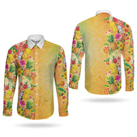 Hawaiian Tropical Fruits and Plants Couples Matching Tank Maxi Dress and Long Sleeve Button Shirt Kakau Pattern Summer Vibe LT03 - Polynesian Pride