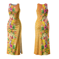 Hawaiian Tropical Fruits and Plants Couples Matching Tank Maxi Dress and Long Sleeve Button Shirt Kakau Pattern Summer Vibe LT03 - Polynesian Pride