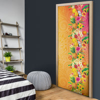 Hawaiian Tropical Fruits and Plants Door Cover Kakau Pattern Summer Vibe LT03 - Polynesian Pride
