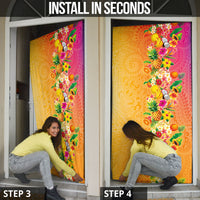 Hawaiian Tropical Fruits and Plants Door Cover Kakau Pattern Summer Vibe LT03 - Polynesian Pride