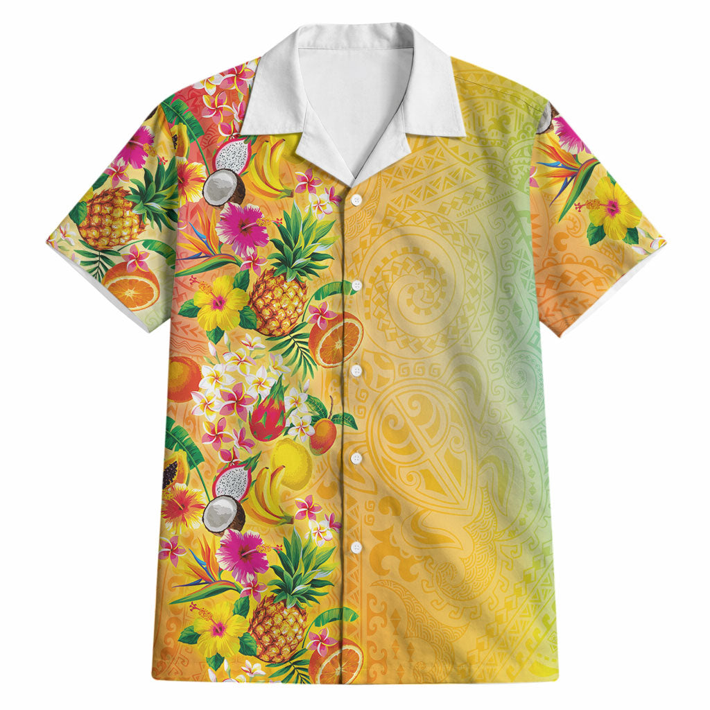 Hawaiian Tropical Fruits and Plants Hawaiian Shirt Kakau Pattern Summer Vibe LT03 Multicolor - Polynesian Pride