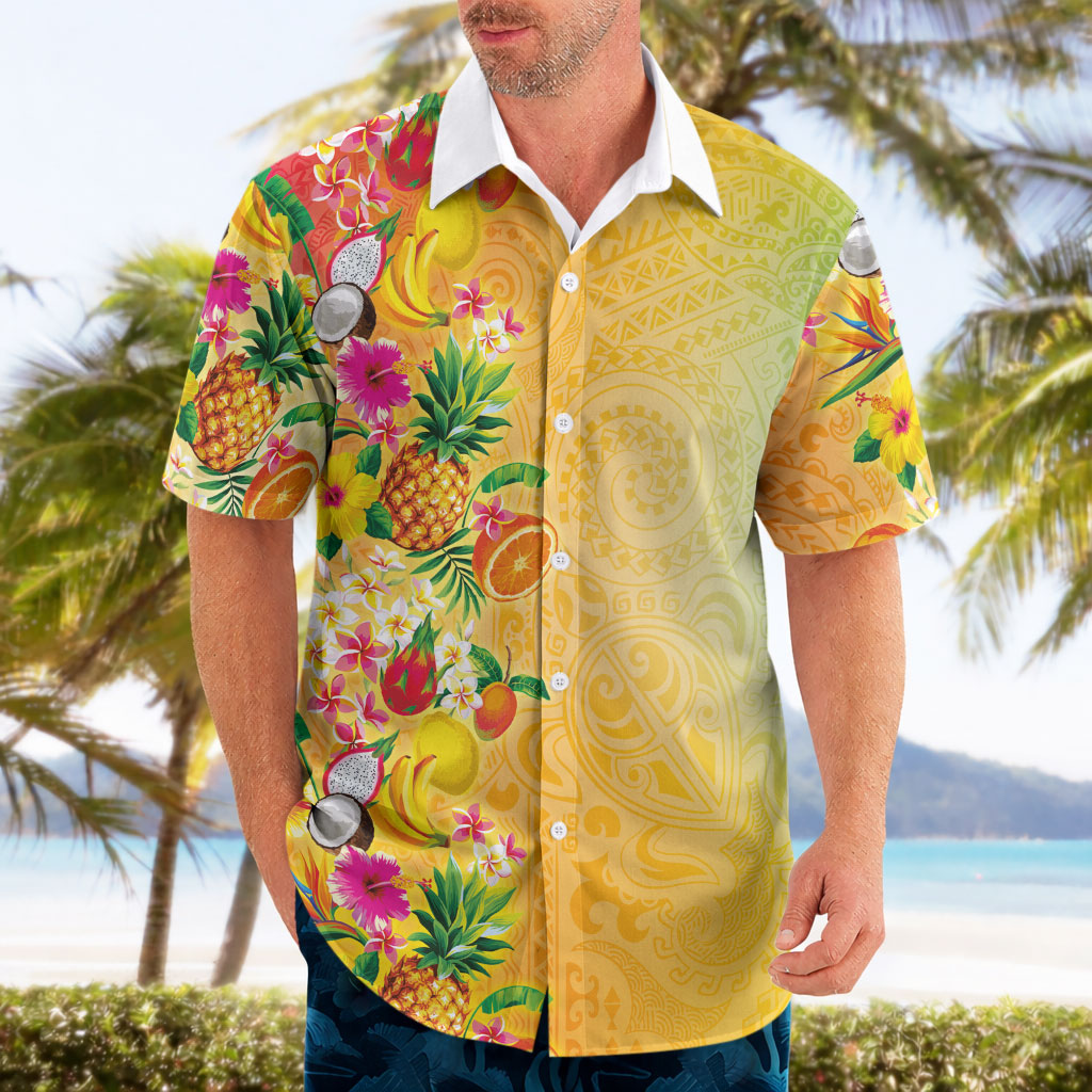Hawaiian Tropical Fruits and Plants Hawaiian Shirt Kakau Pattern Summer Vibe LT03 - Polynesian Pride