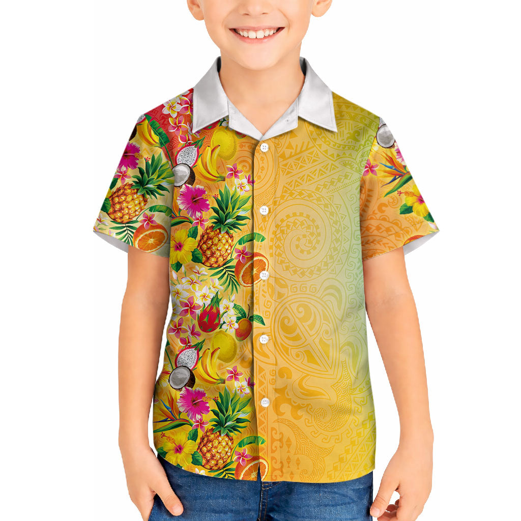 Hawaiian Tropical Fruits and Plants Hawaiian Shirt Kakau Pattern Summer Vibe LT03 - Polynesian Pride