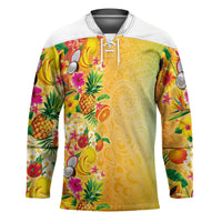Hawaiian Tropical Fruits and Plants Hockey Jersey Kakau Pattern Summer Vibe LT03 Unisex Multicolor - Polynesian Pride