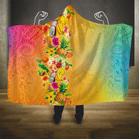 Hawaiian Tropical Fruits and Plants Hooded Blanket Kakau Pattern Summer Vibe LT03 - Polynesian Pride