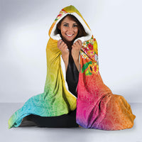Hawaiian Tropical Fruits and Plants Hooded Blanket Kakau Pattern Summer Vibe LT03 - Polynesian Pride