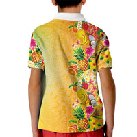 Hawaiian Tropical Fruits and Plants Kid Polo Shirt Kakau Pattern Summer Vibe LT03 - Polynesian Pride