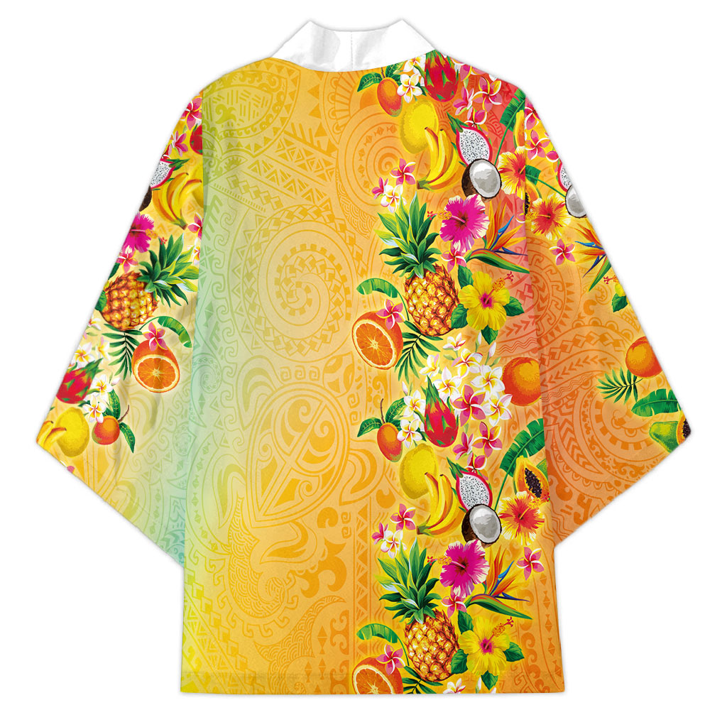 Hawaiian Tropical Fruits and Plants Kimono Kakau Pattern Summer Vibe LT03 - Polynesian Pride