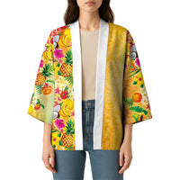 Hawaiian Tropical Fruits and Plants Kimono Kakau Pattern Summer Vibe LT03 - Polynesian Pride