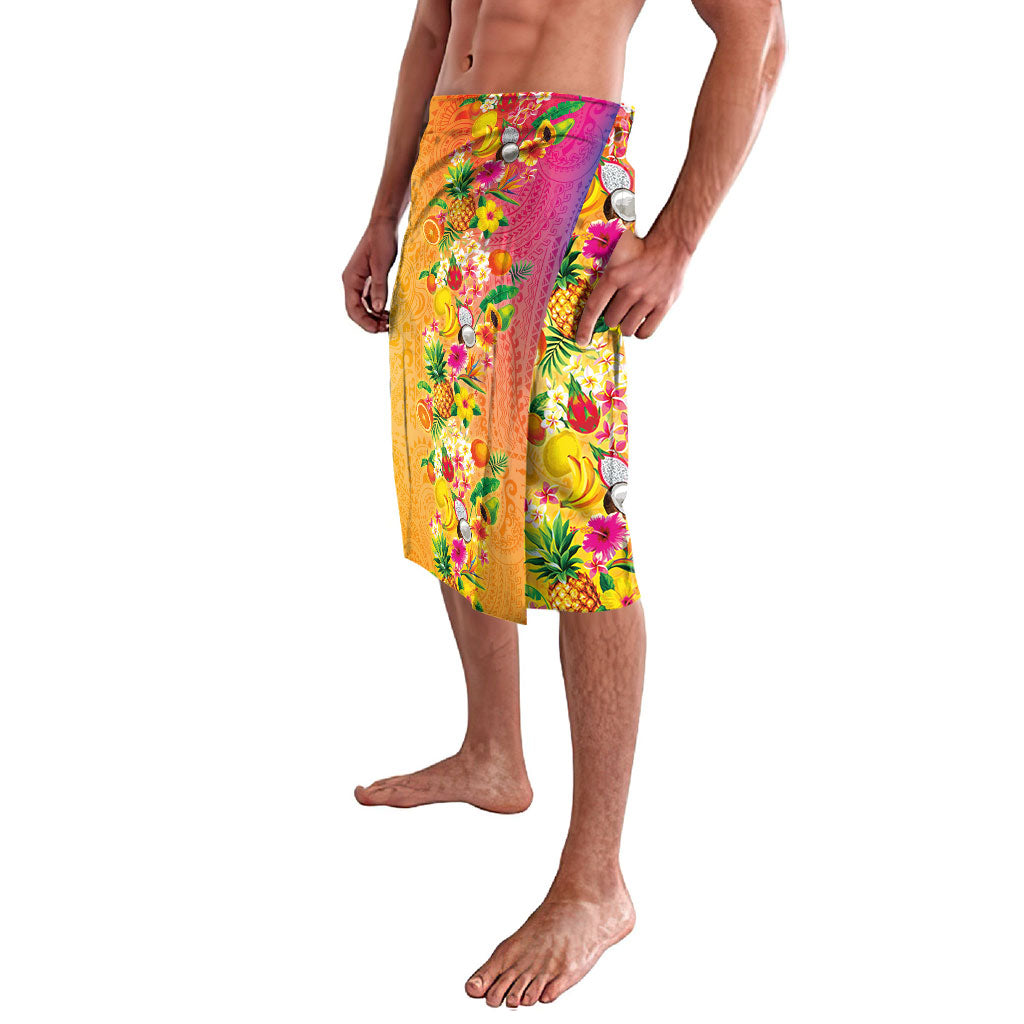 Hawaiian Tropical Fruits and Plants Lavalava Kakau Pattern Summer Vibe LT03 - Polynesian Pride