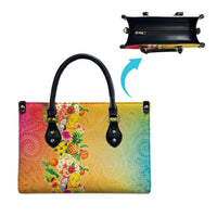 Hawaiian Tropical Fruits and Plants Leather Bag Kakau Pattern Summer Vibe LT03 - Polynesian Pride