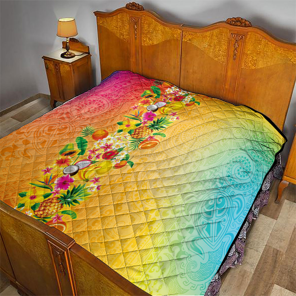 Hawaiian Tropical Fruits and Plants Quilt Kakau Pattern Summer Vibe LT03 - Polynesian Pride