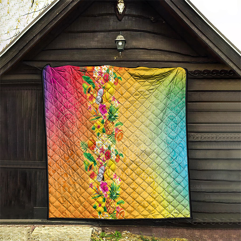 Hawaiian Tropical Fruits and Plants Quilt Kakau Pattern Summer Vibe LT03 - Polynesian Pride