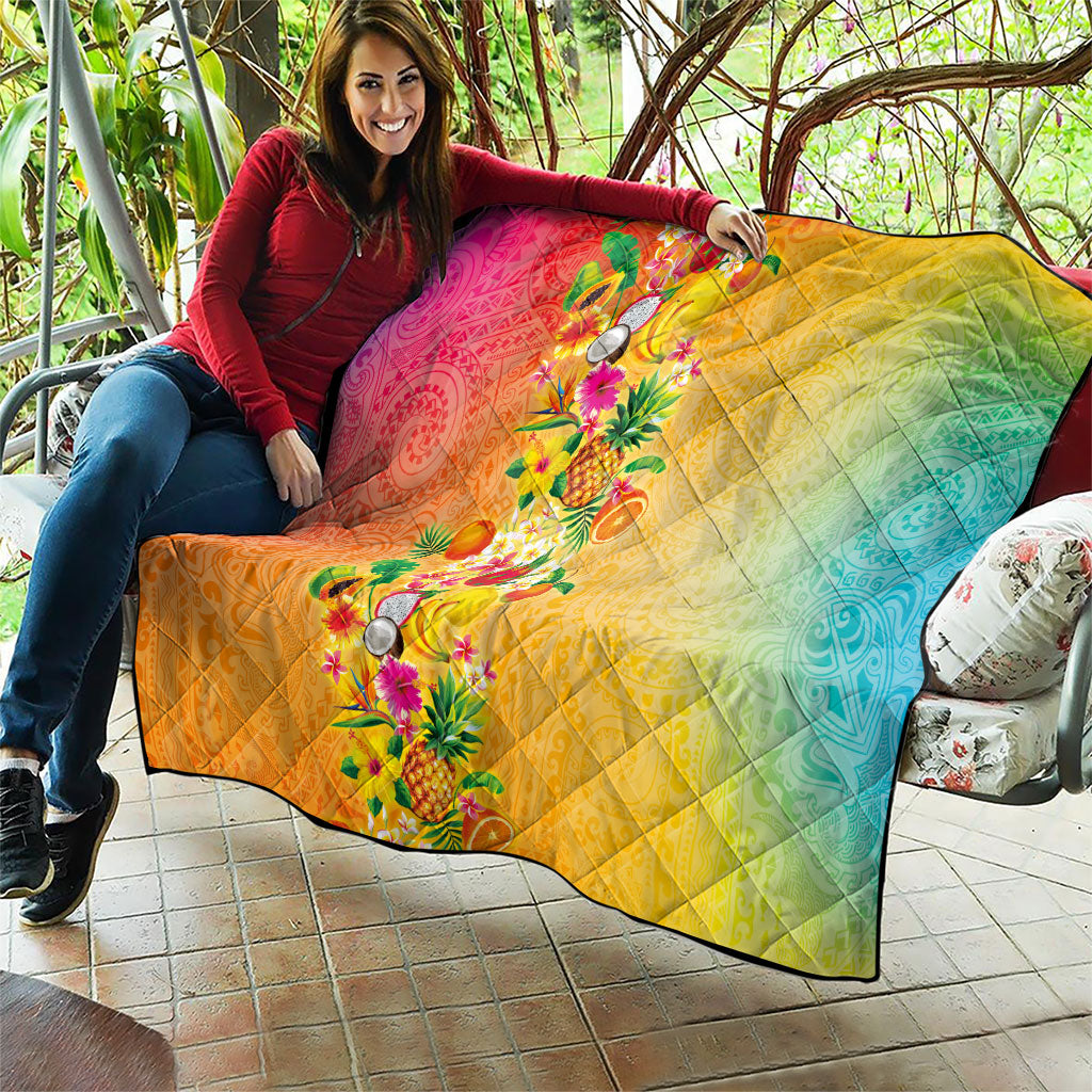 Hawaiian Tropical Fruits and Plants Quilt Kakau Pattern Summer Vibe LT03 - Polynesian Pride