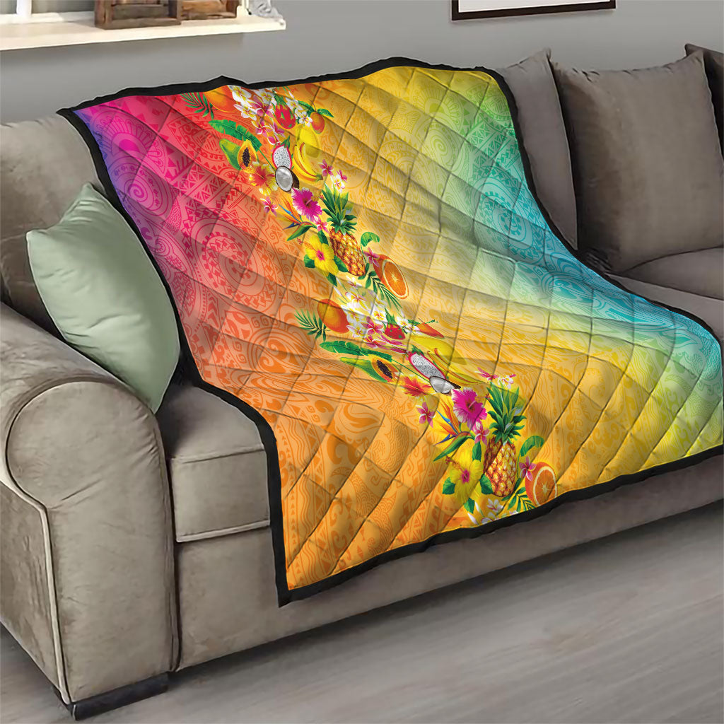 Hawaiian Tropical Fruits and Plants Quilt Kakau Pattern Summer Vibe LT03 - Polynesian Pride