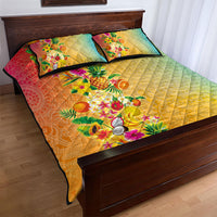 Hawaiian Tropical Fruits and Plants Quilt Bed Set Kakau Pattern Summer Vibe LT03 - Polynesian Pride