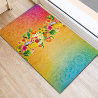 Hawaiian Tropical Fruits and Plants Rubber Doormat Kakau Pattern Summer Vibe LT03 - Polynesian Pride