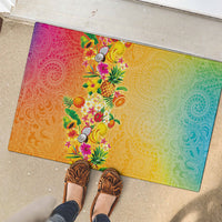 Hawaiian Tropical Fruits and Plants Rubber Doormat Kakau Pattern Summer Vibe LT03 - Polynesian Pride