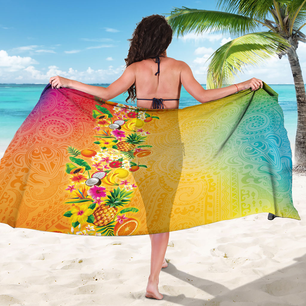 Hawaiian Tropical Fruits and Plants Sarong Kakau Pattern Summer Vibe LT03 - Polynesian Pride