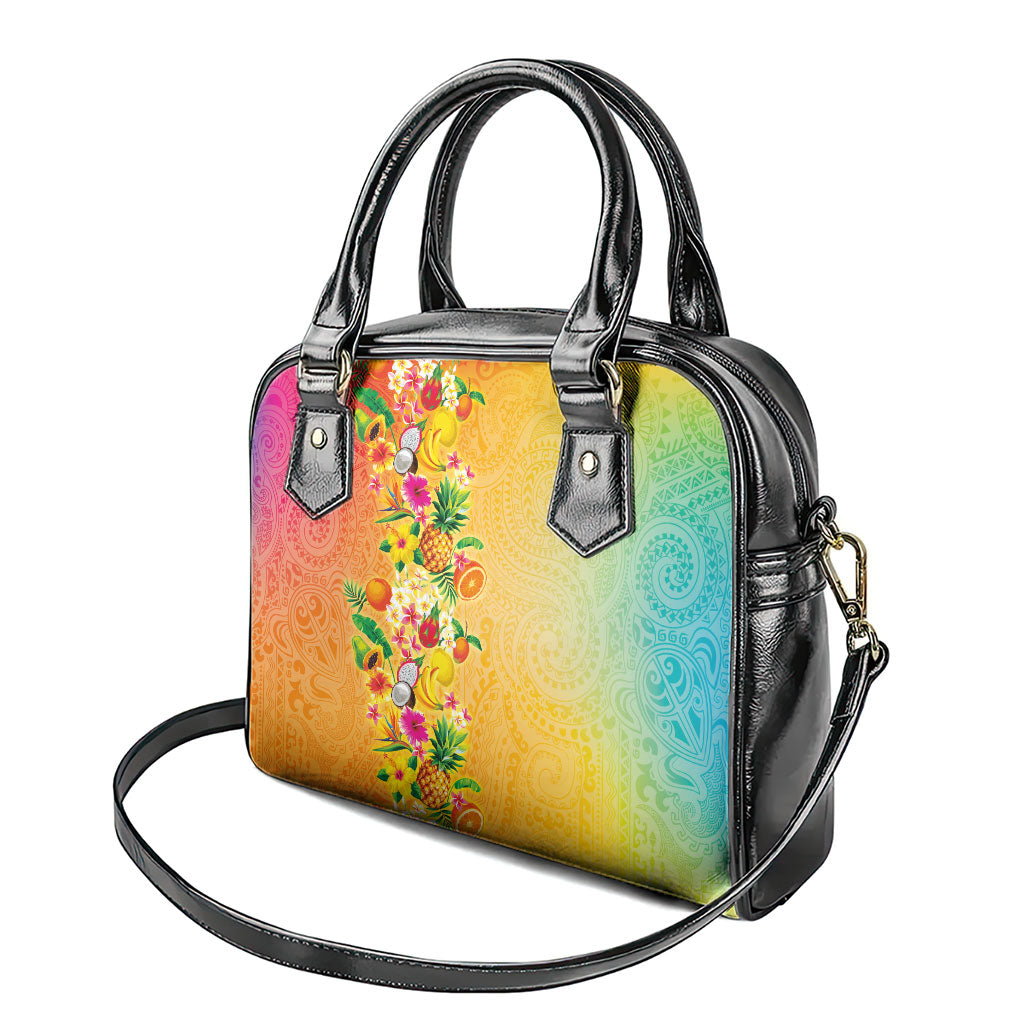Hawaiian Tropical Fruits and Plants Shoulder Handbag Kakau Pattern Summer Vibe LT03 - Polynesian Pride