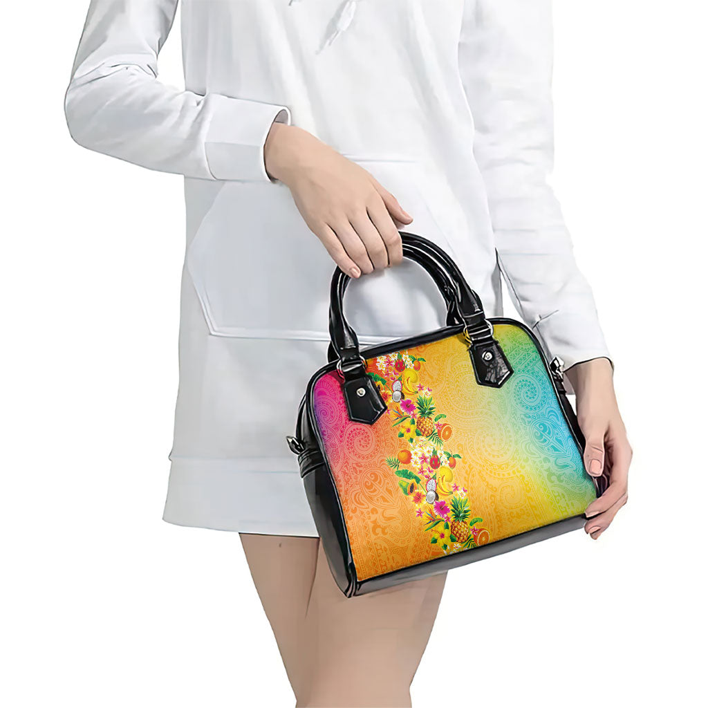 Hawaiian Tropical Fruits and Plants Shoulder Handbag Kakau Pattern Summer Vibe LT03 - Polynesian Pride