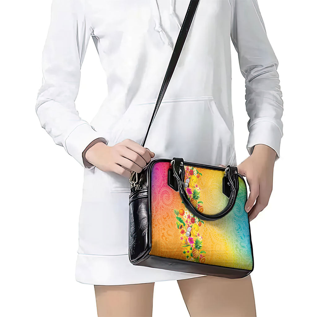 Hawaiian Tropical Fruits and Plants Shoulder Handbag Kakau Pattern Summer Vibe LT03 - Polynesian Pride