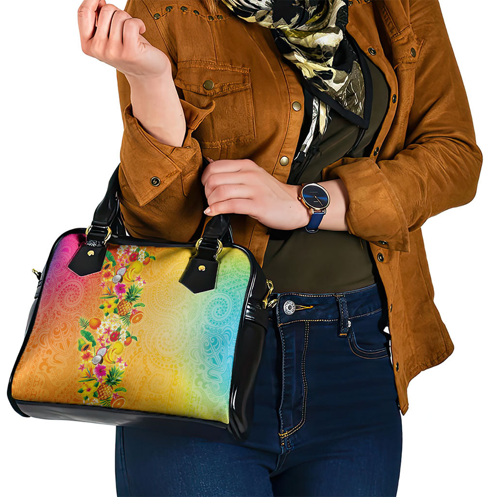 Hawaiian Tropical Fruits and Plants Shoulder Handbag Kakau Pattern Summer Vibe LT03 - Polynesian Pride