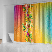 Hawaiian Tropical Fruits and Plants Shower Curtain Kakau Pattern Summer Vibe LT03 - Polynesian Pride